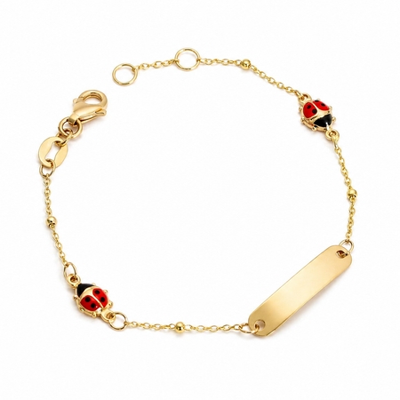 Ladybug Baby ID Bracelet - 14K Yellow Gold