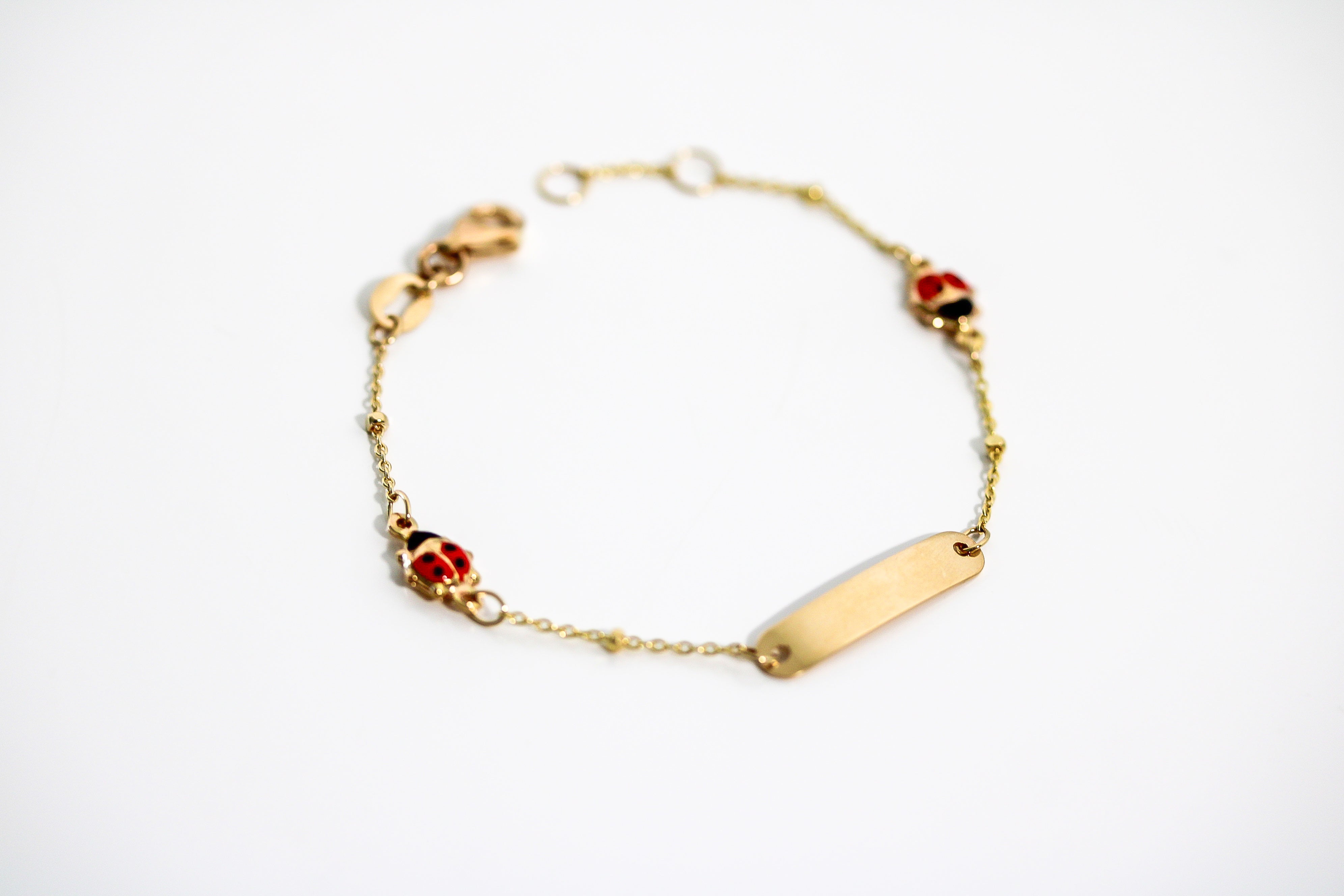 Ladybug Baby ID Bracelet - 14K Yellow Gold