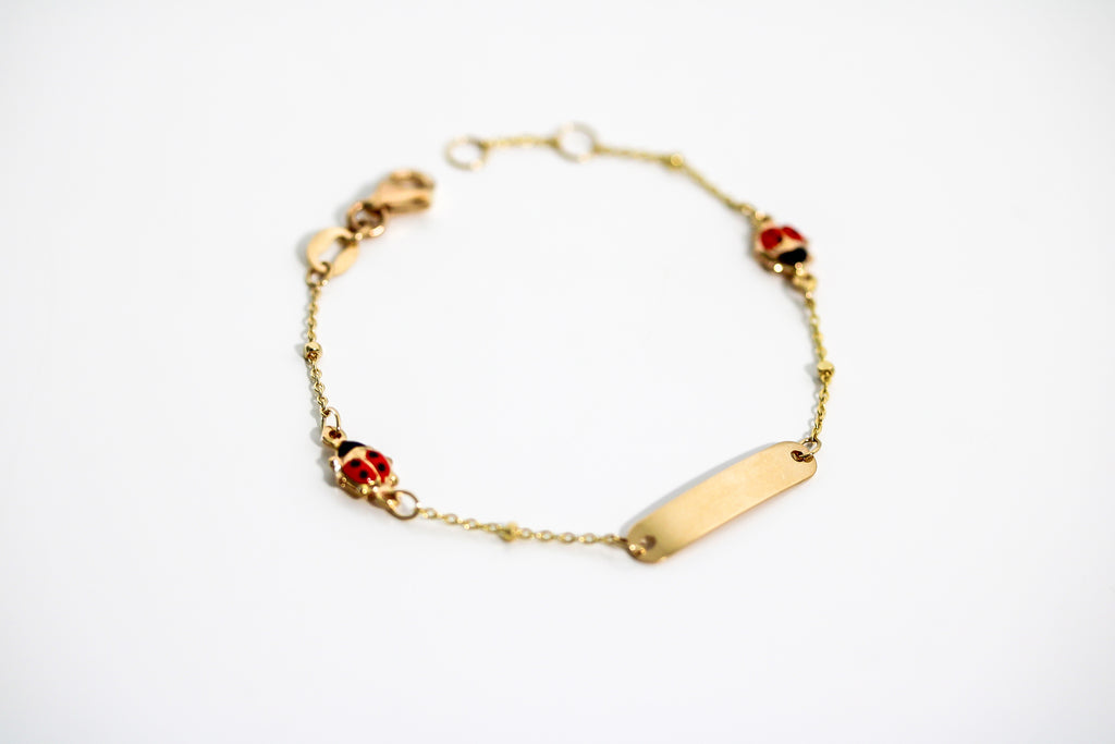 Ladybug Baby ID Bracelet - 14K Yellow Gold