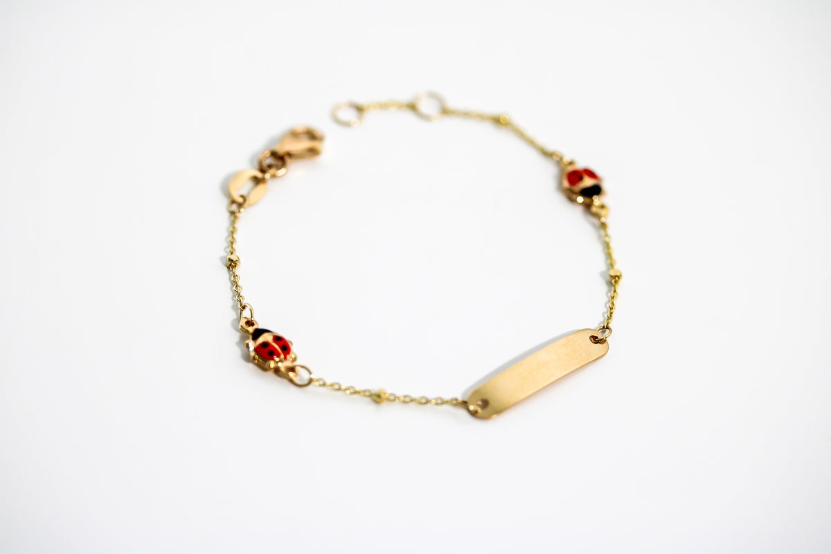 Ladybug Baby ID Bracelet - 14K Yellow Gold