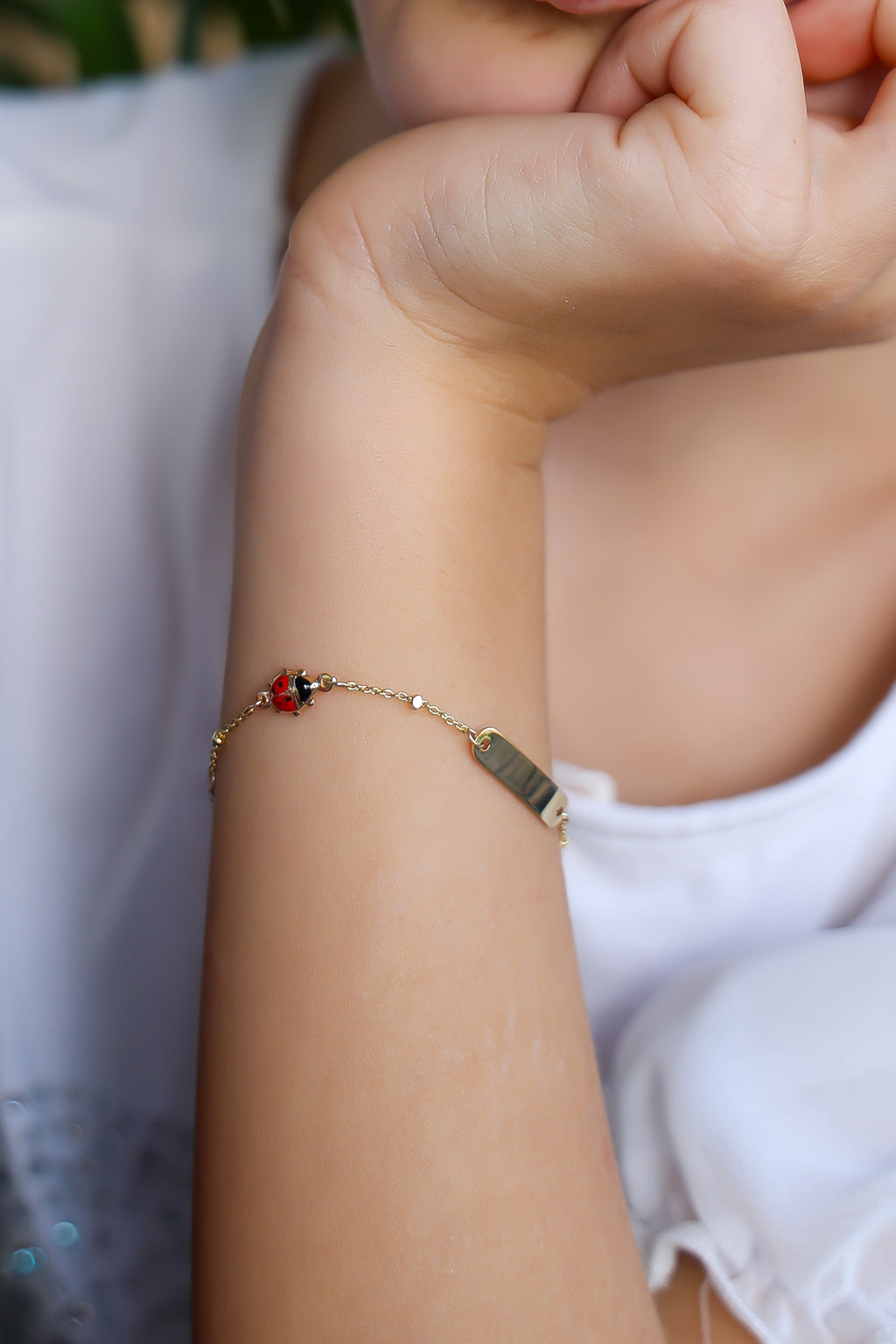 Ladybug Baby ID Bracelet - 14K Yellow Gold