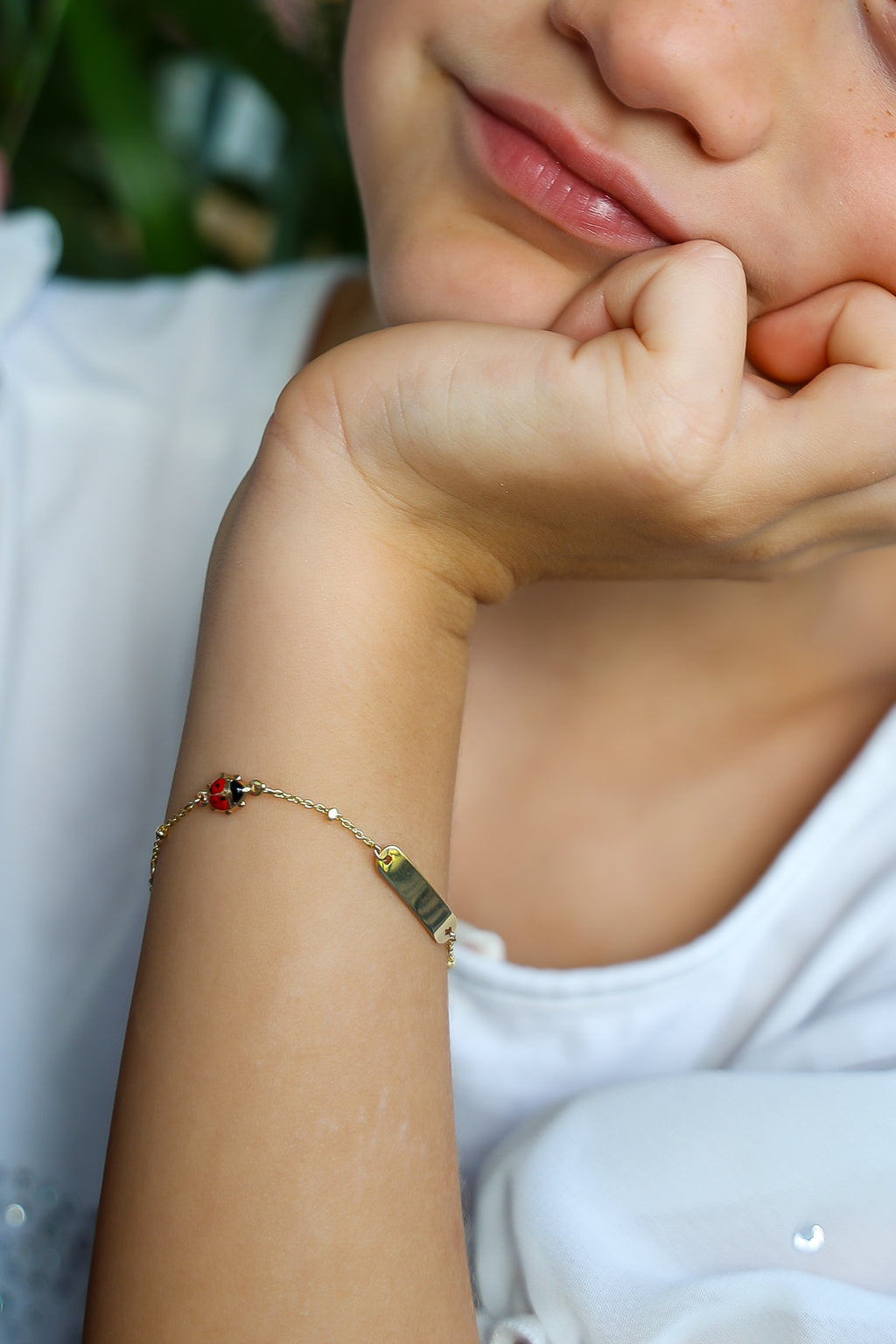 Ladybug Baby ID Bracelet - 14K Yellow Gold
