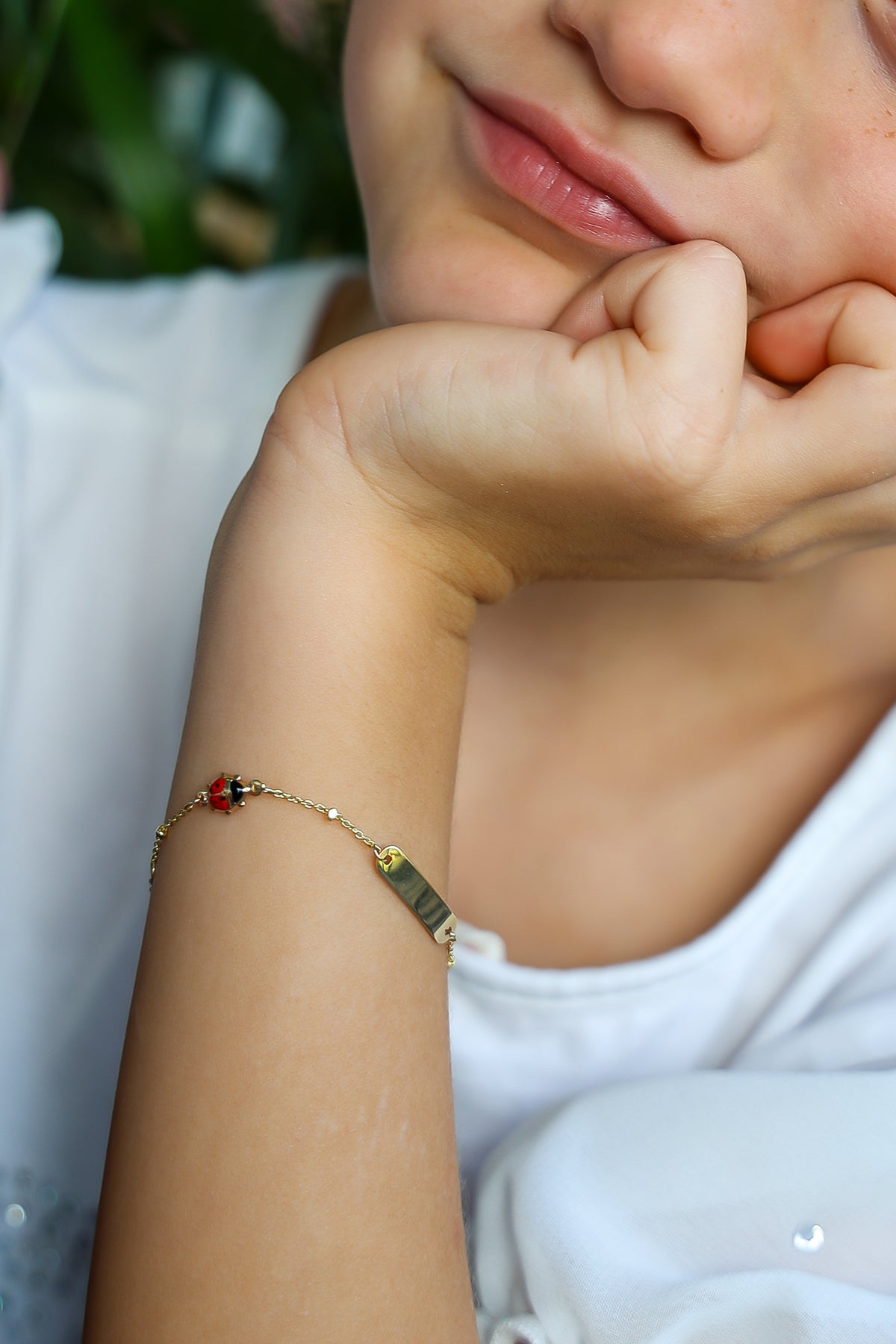 Ladybug Baby ID Bracelet - 14K Yellow Gold