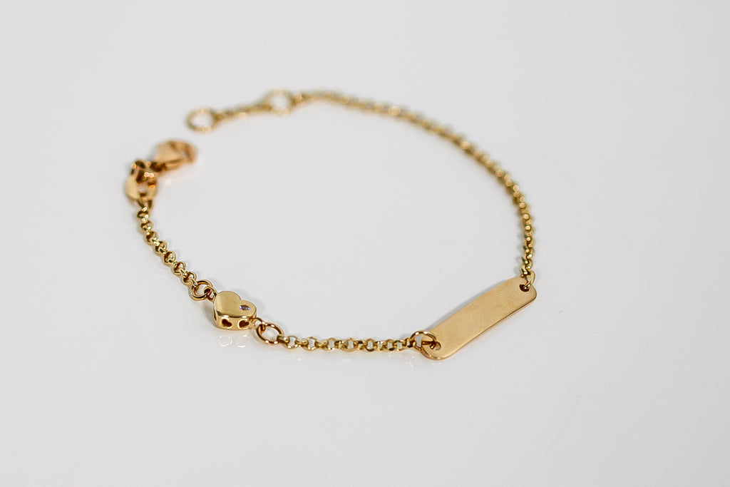 "Heart ID" Baby Bracelet - 14K Gold