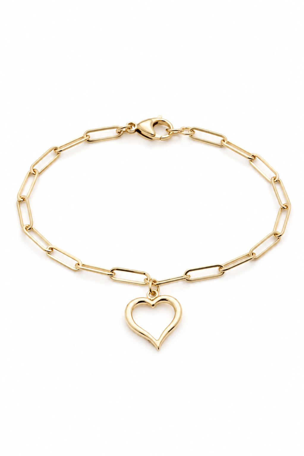 "Paperclip Heart" Bracelet - 10K Gold