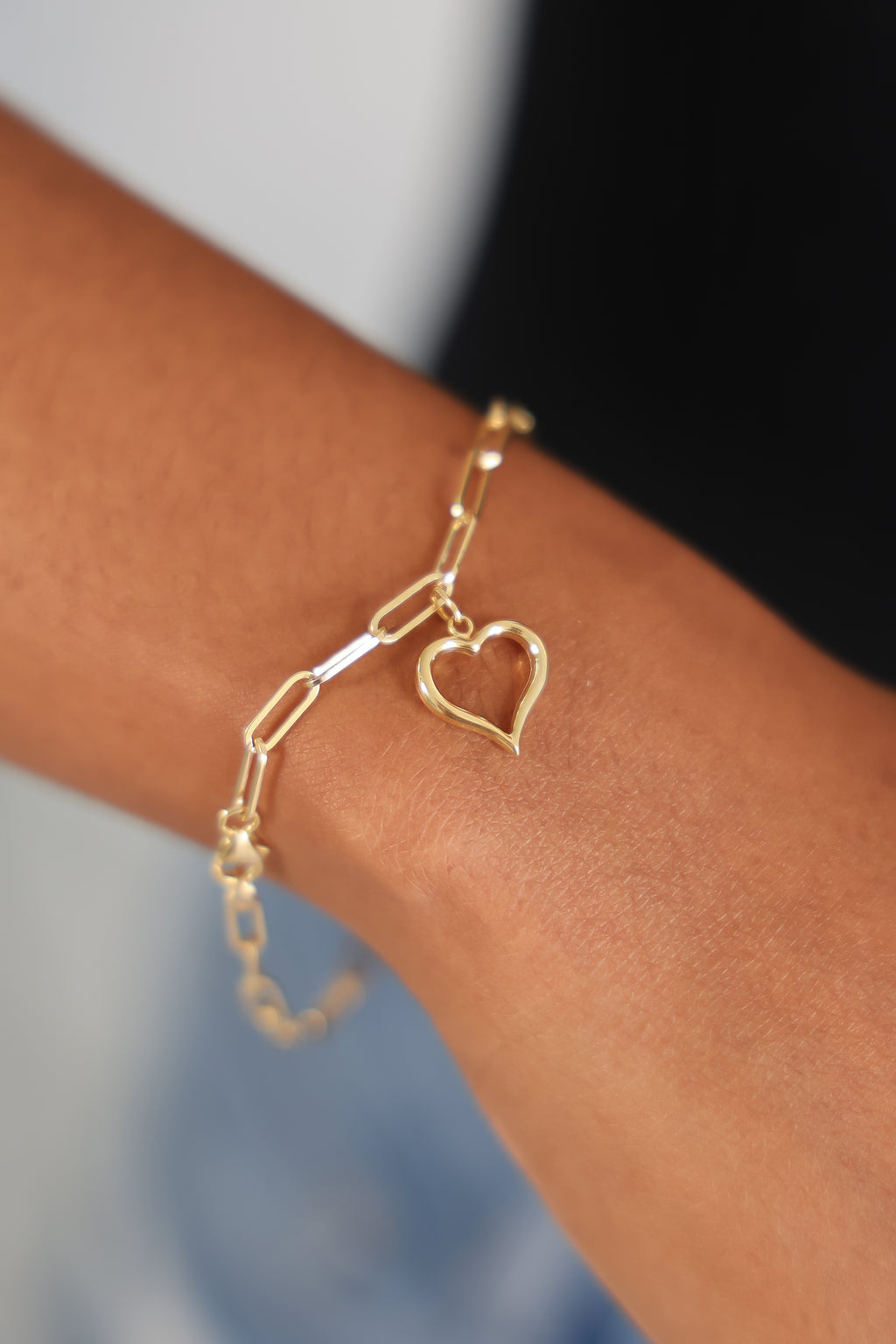 "Paperclip Heart" Bracelet - 10K Gold