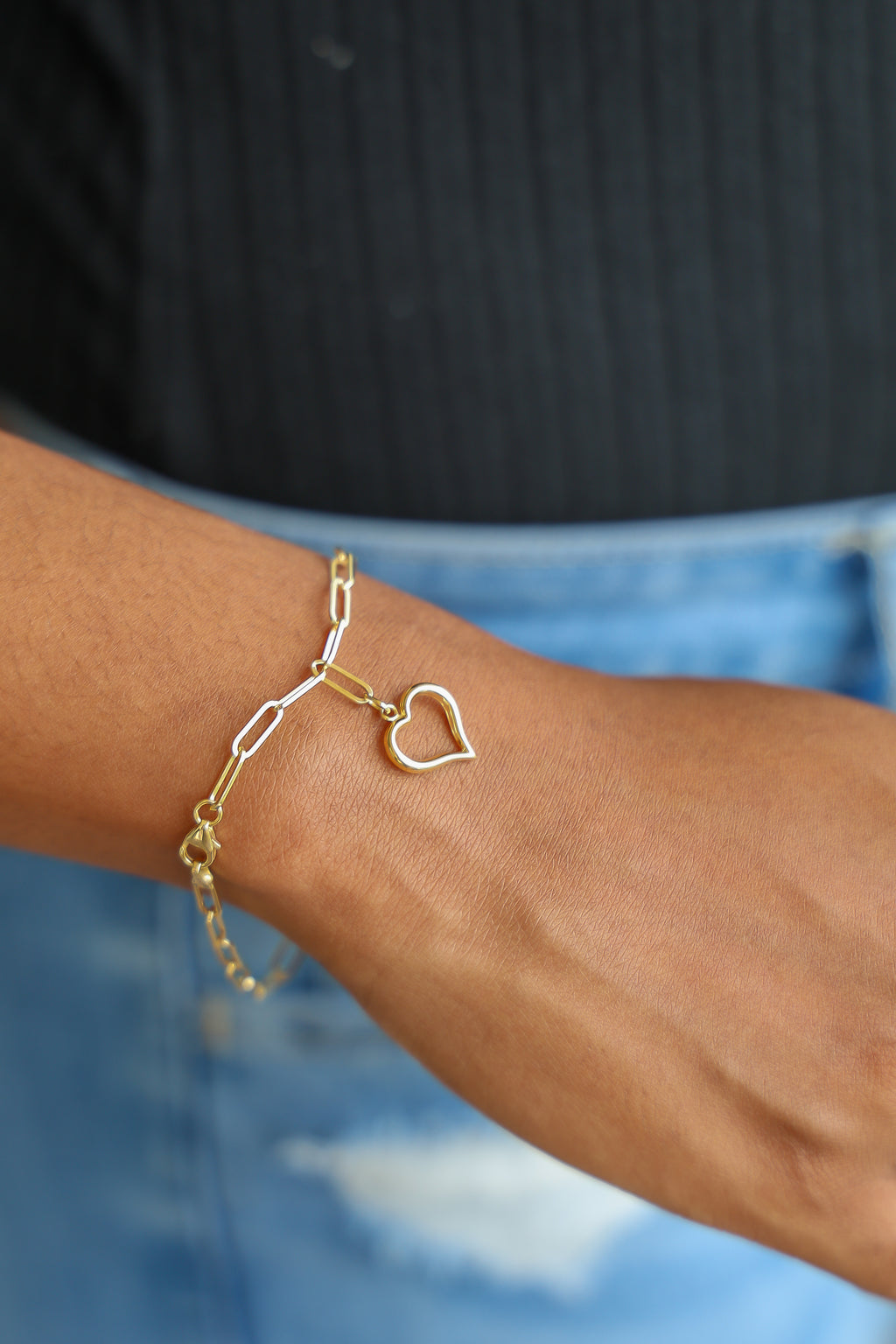 "Paperclip Heart" Bracelet - 10K Gold