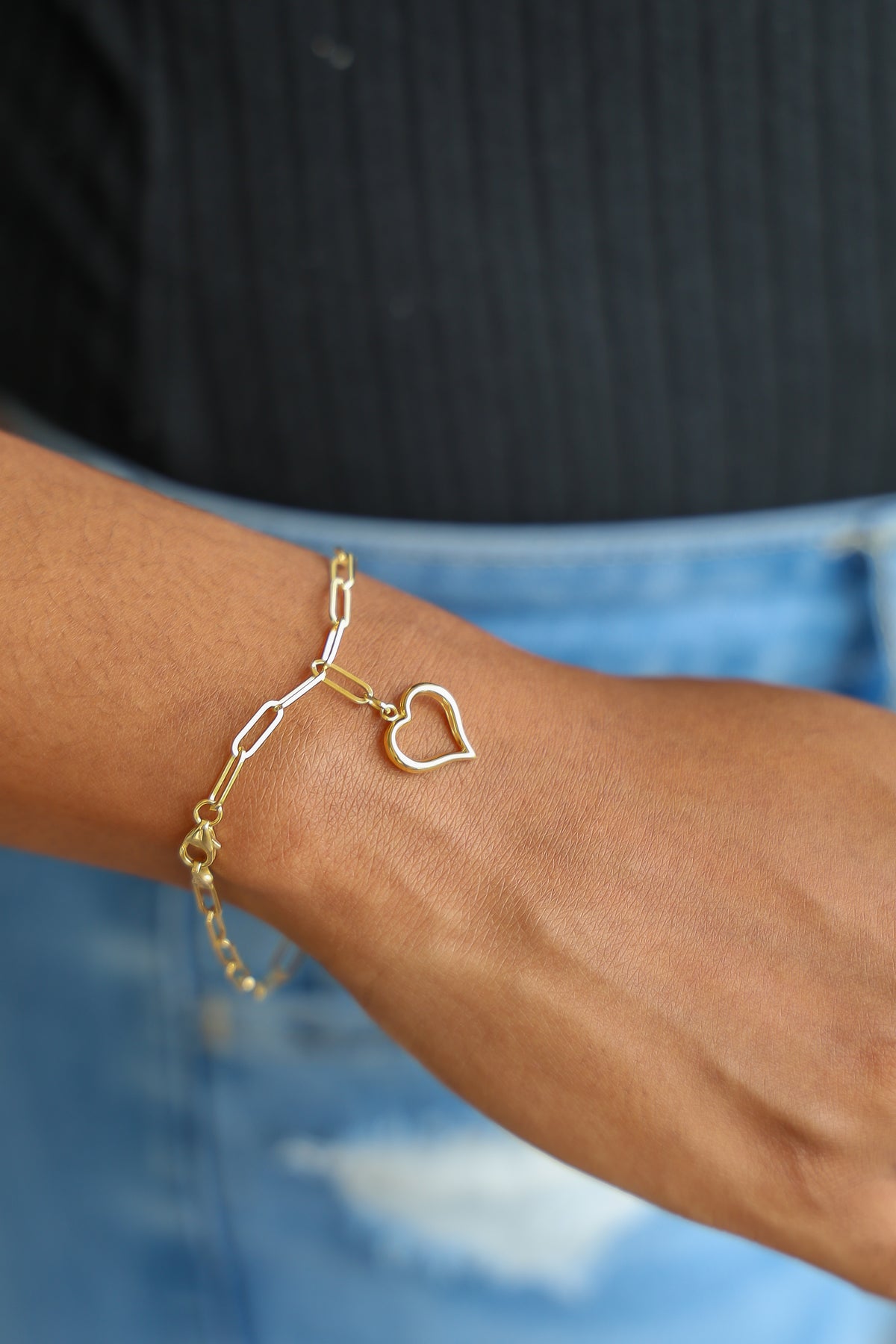 "Paperclip Heart" Bracelet - 10K Gold