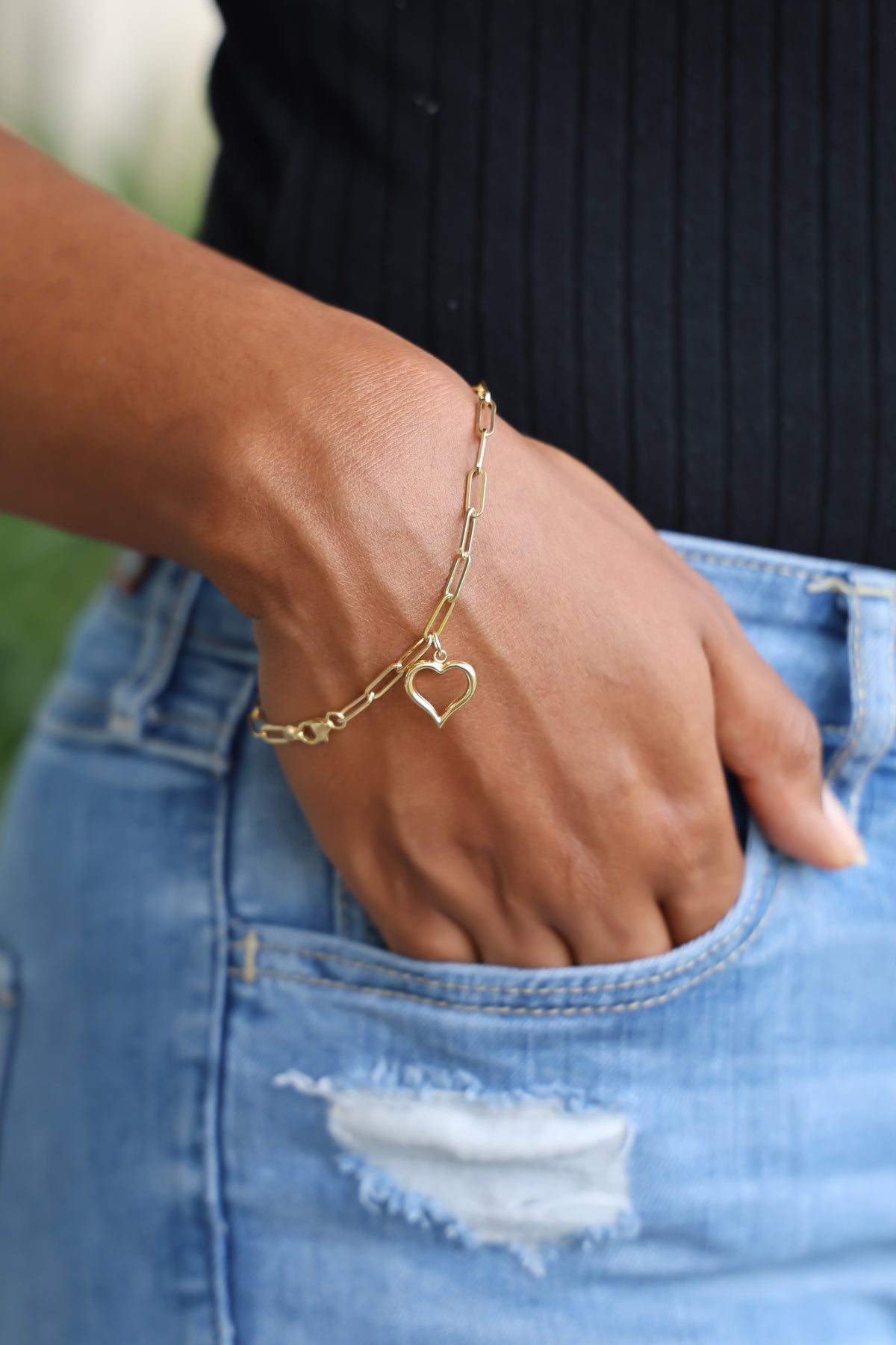 "Paperclip Heart" Bracelet - 10K Gold