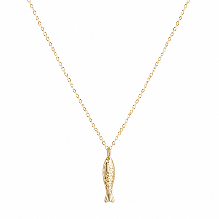 Fish Pendant Necklace - 14K Solid Yellow Gold