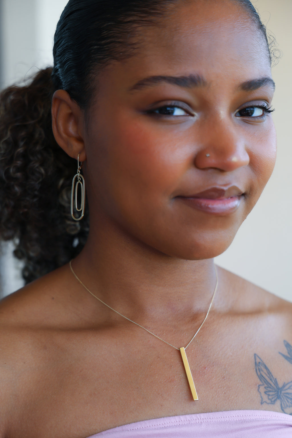 "Minimalist Bar" Pendant - 14K Yellow Gold Necklace