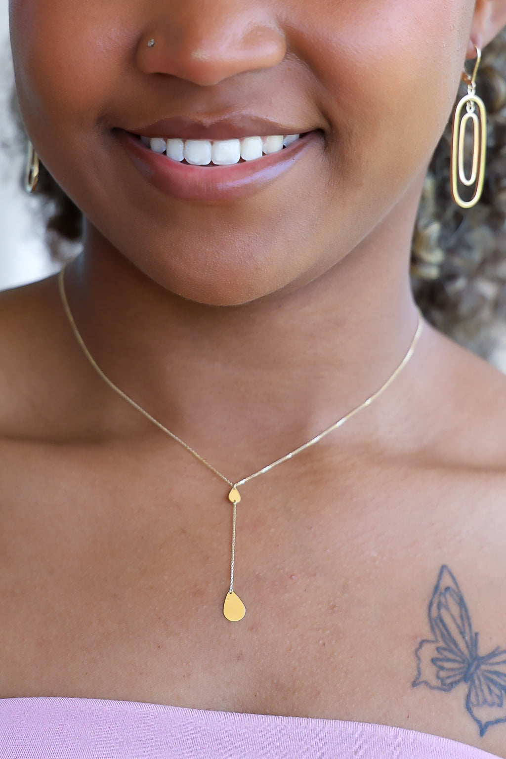 "Teardrop" Pendant Necklace - 14K Yellow Gold