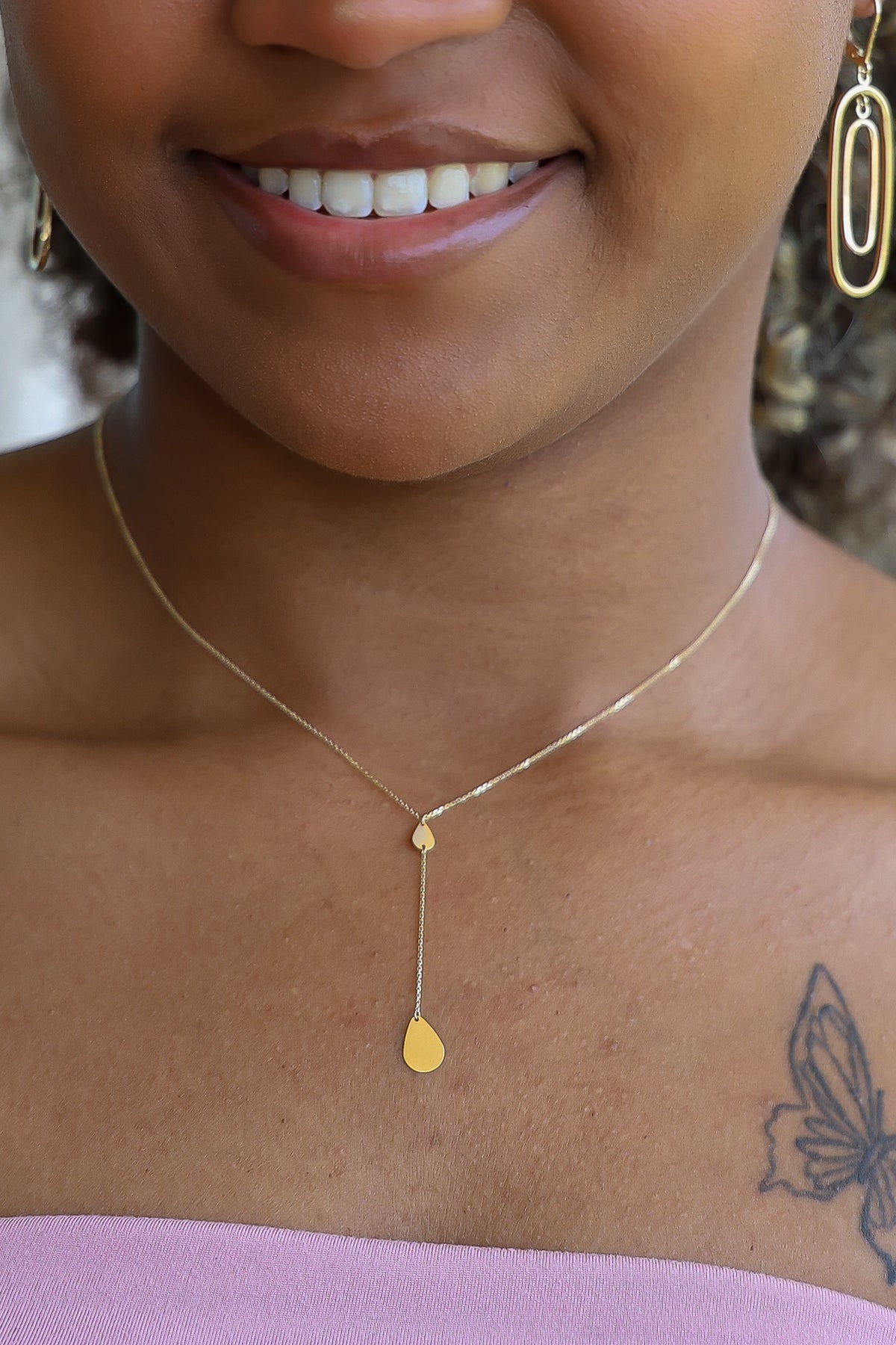 "Teardrop" Pendant Necklace - 14K Yellow Gold