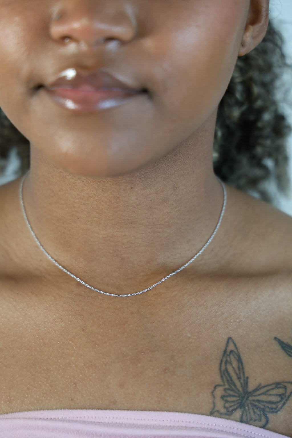 "Singapore Twisted" White Gold Chain - 14K