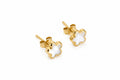 "Mother-of-Pearl Clover" Stud Earrings - 14K Gold