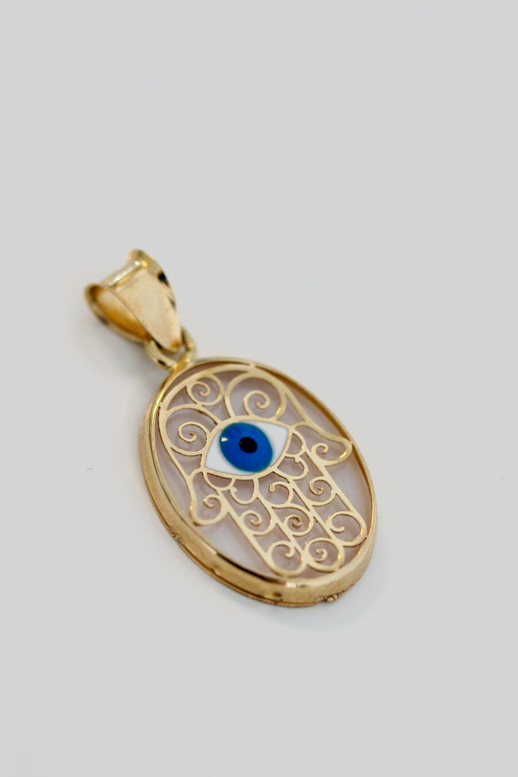 "Hamsa Hand Evil Eye" Pendant - 14K Gold