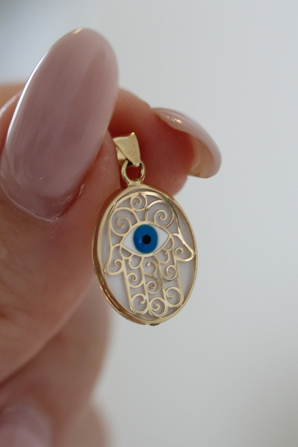 "Hamsa Hand Evil Eye" Pendant - 14K Gold
