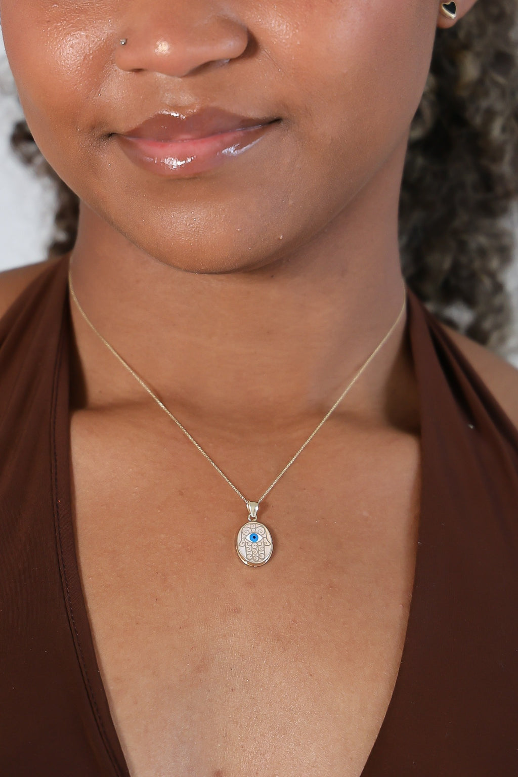 "Hamsa Hand Evil Eye" Pendant - 14K Gold