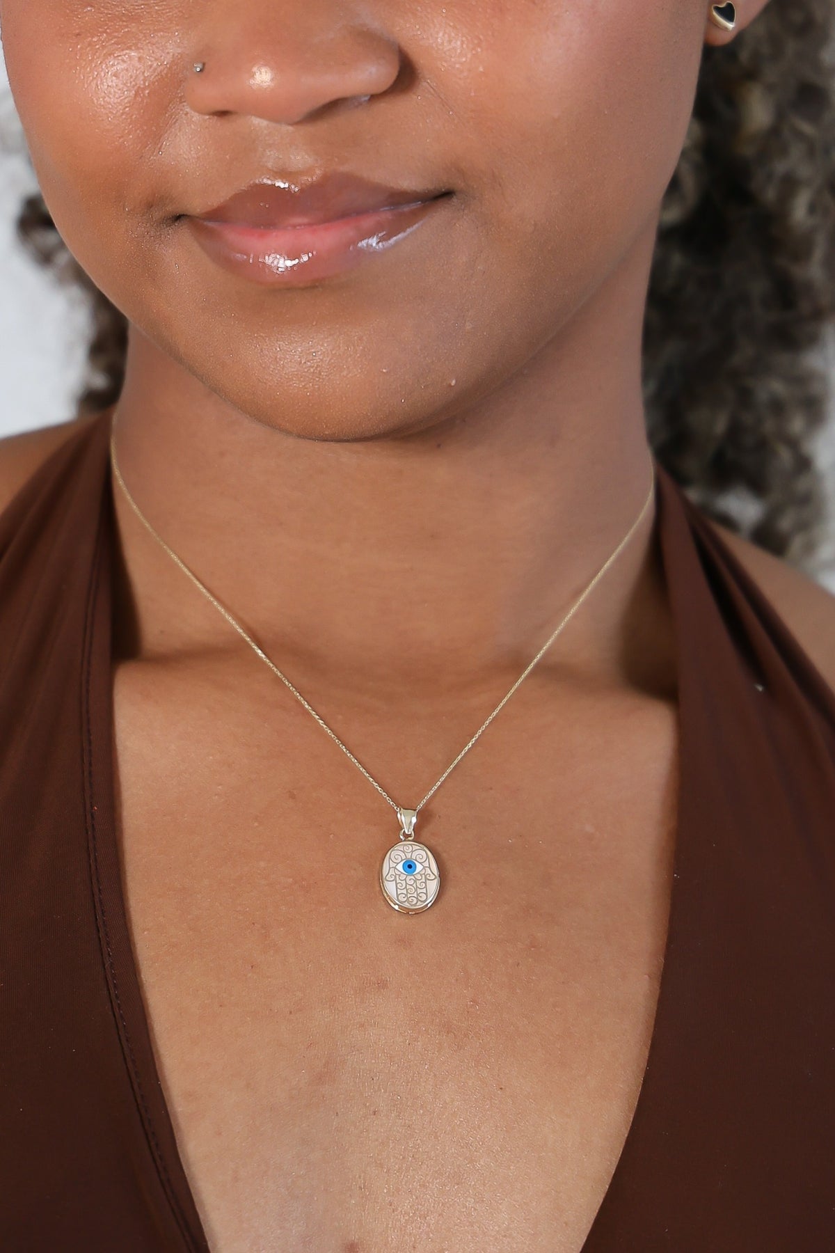 "Hamsa Hand Evil Eye" Pendant - 14K Gold