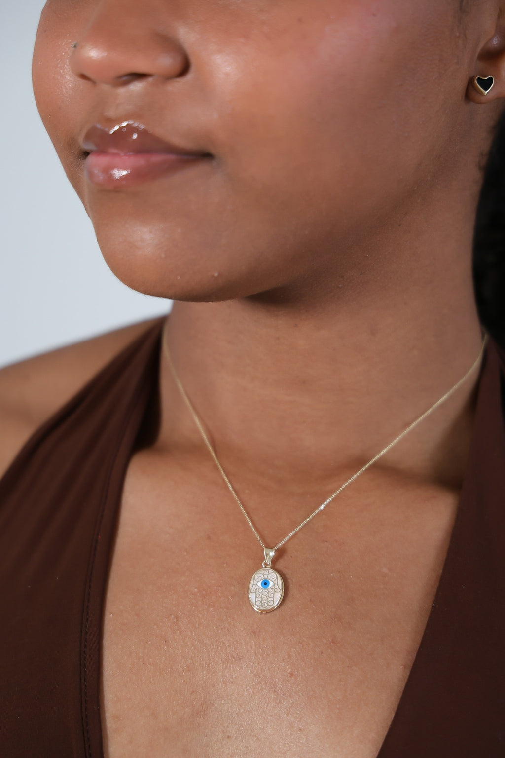 "Hamsa Hand Evil Eye" Pendant - 14K Gold