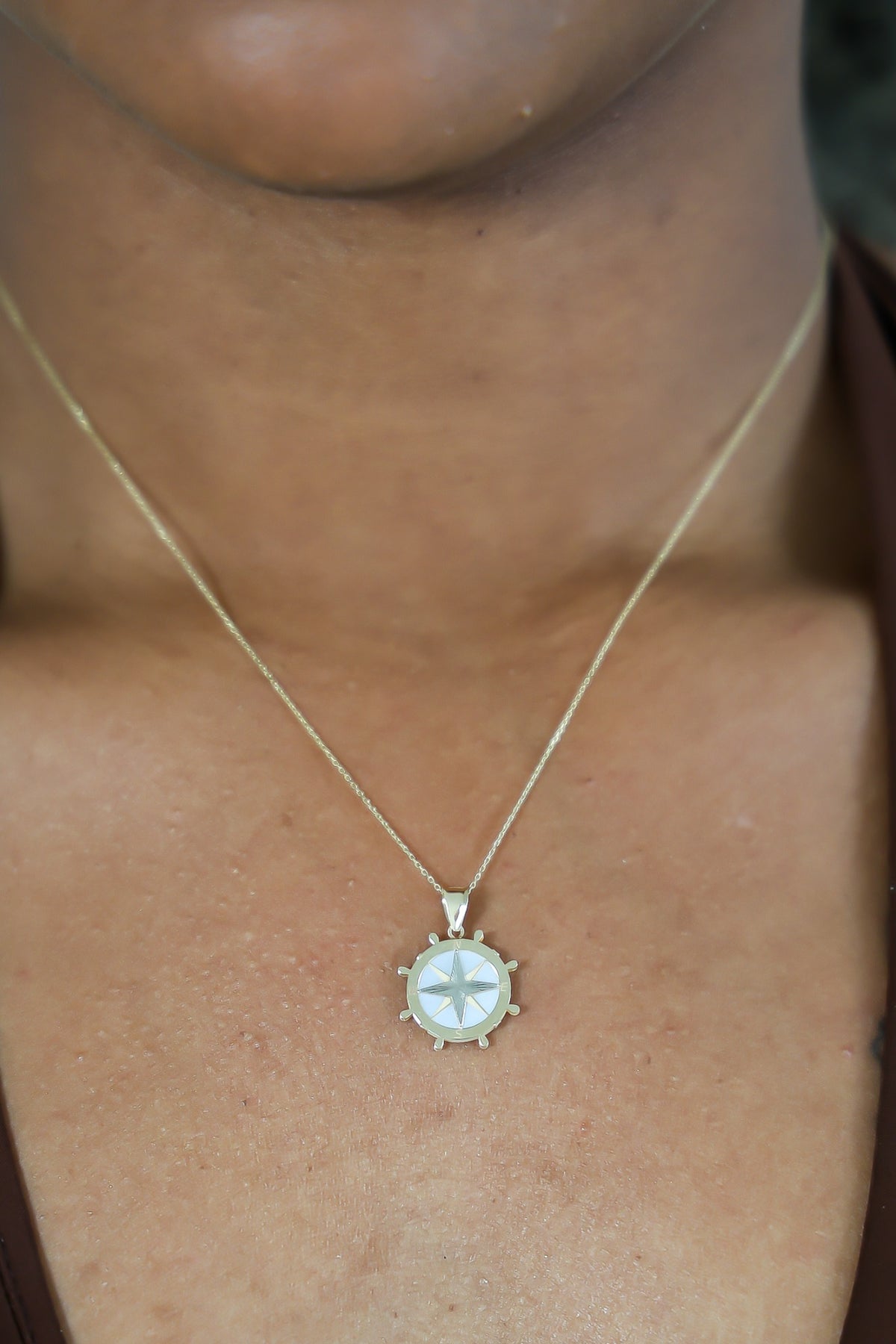 "Compass Rose" Pendant - 14K Gold
