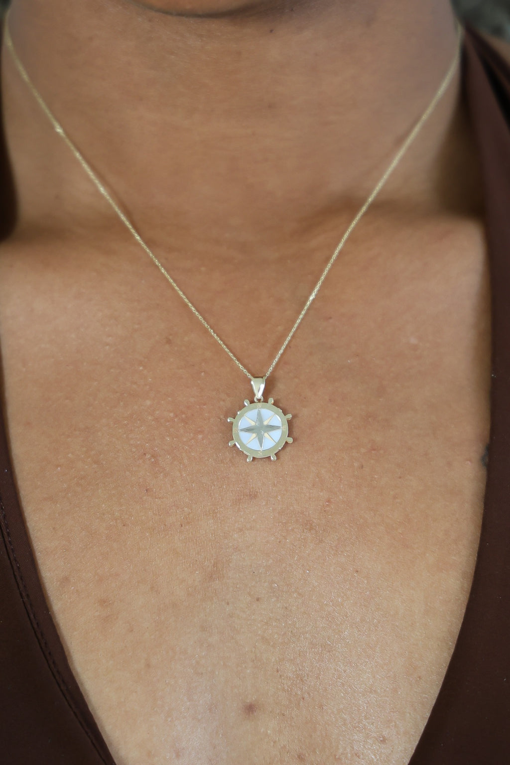 "Compass Rose" Pendant - 14K Gold
