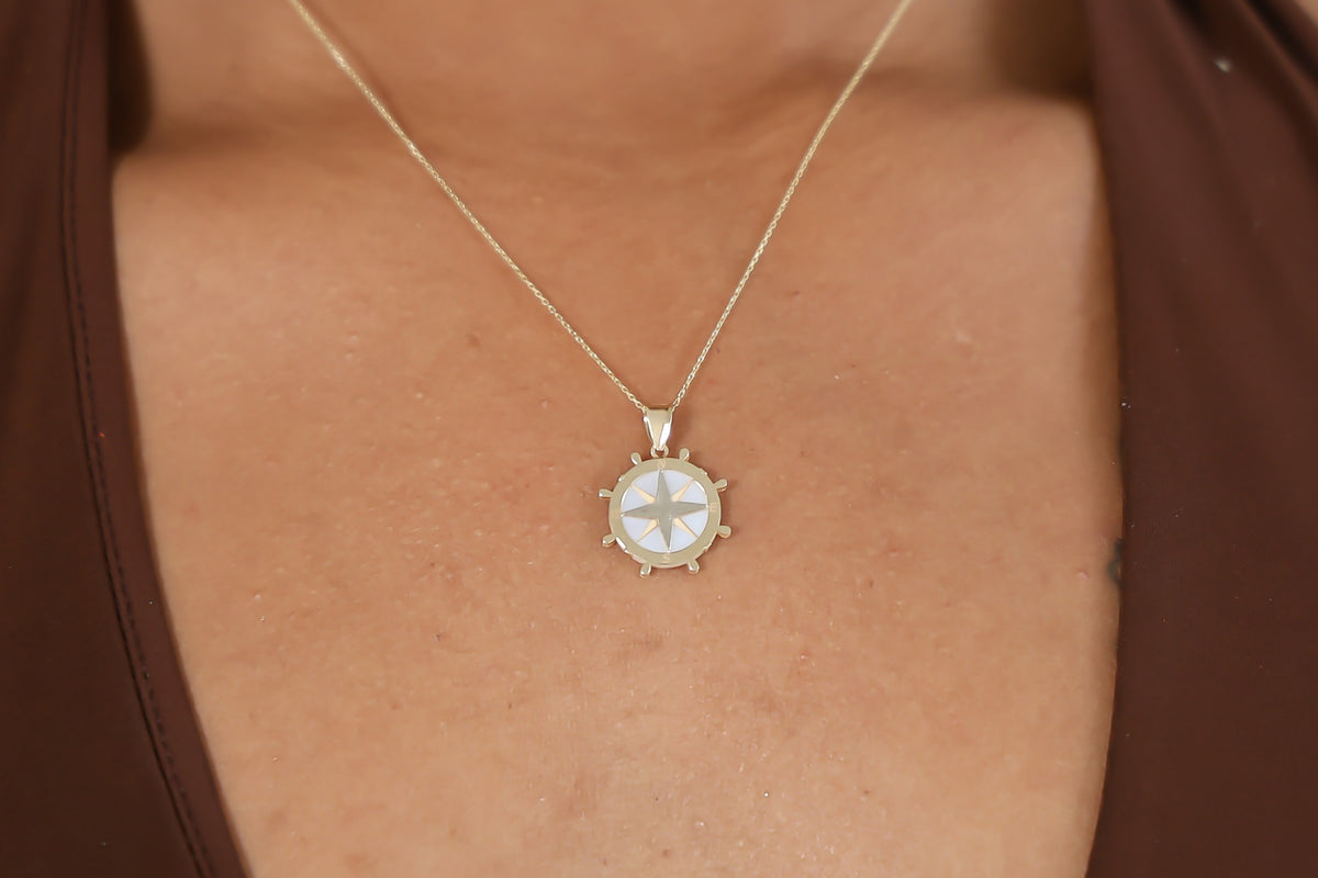 "Compass Rose" Pendant - 14K Gold