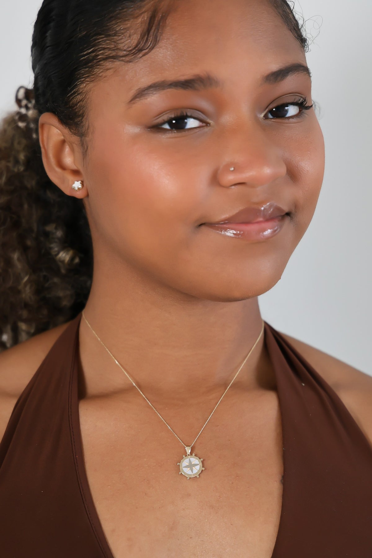 "Compass Rose" Pendant - 14K Gold