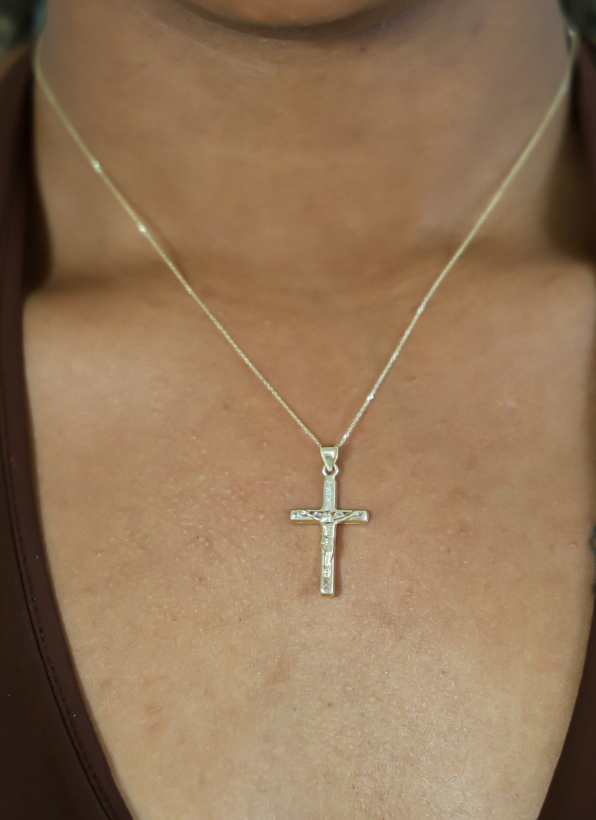 "Pavé Cross" Pendant 14k Gold