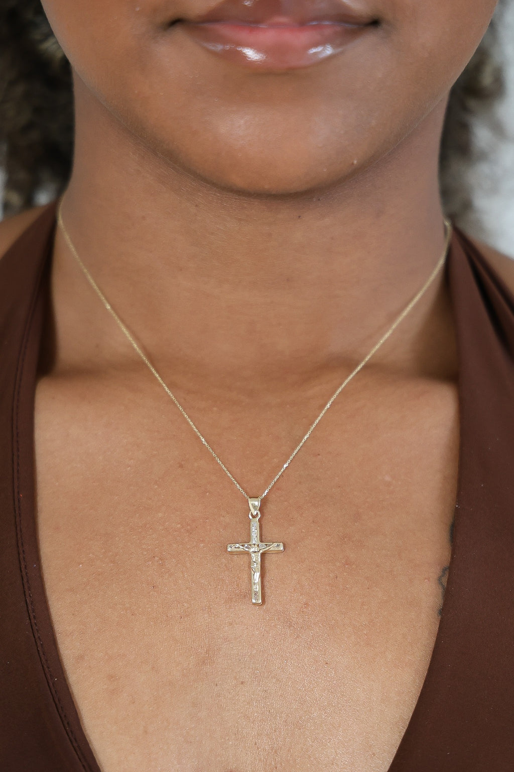"Pavé Cross" Pendant 14k Gold