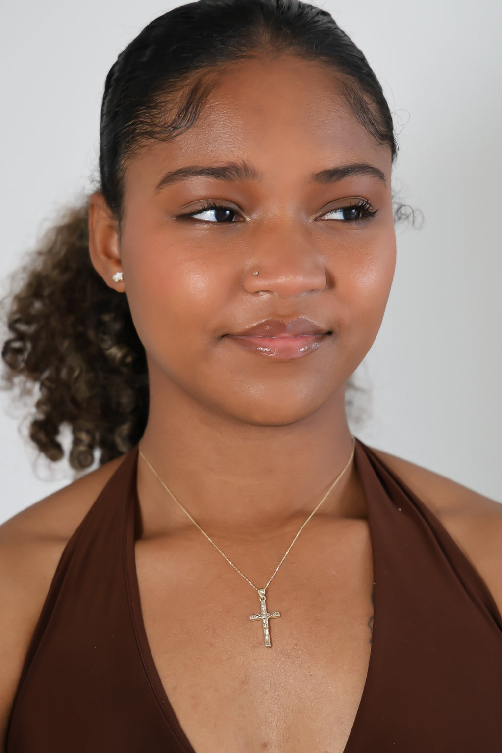"Pavé Cross" Pendant 14k Gold