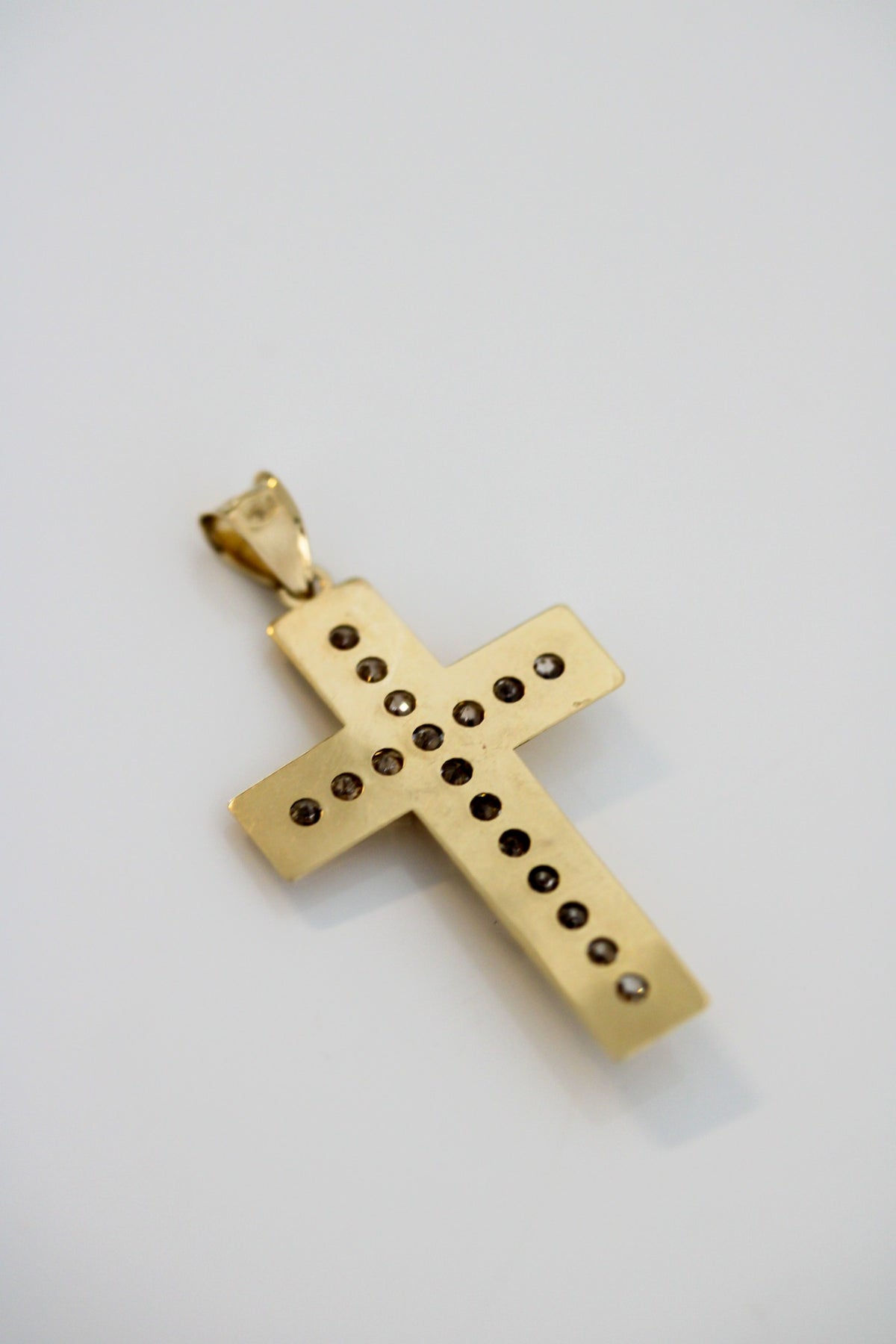 "Pavé Cross" Pendant - 14K Gold