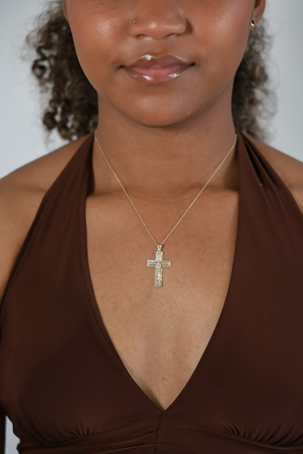 "Pavé Cross" Pendant - 14K Gold