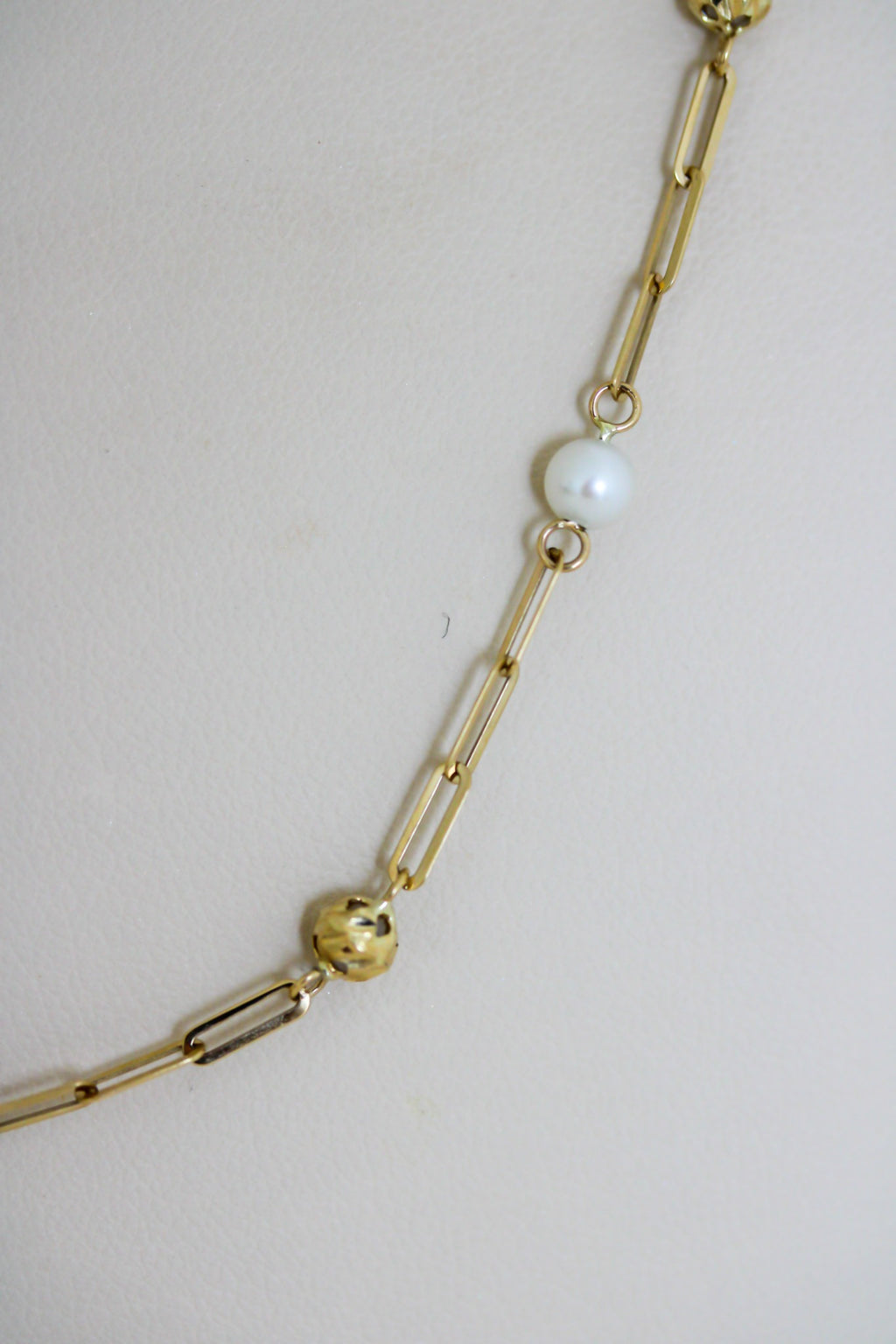 "Pearl Paper Clip" Set - 14k Gold