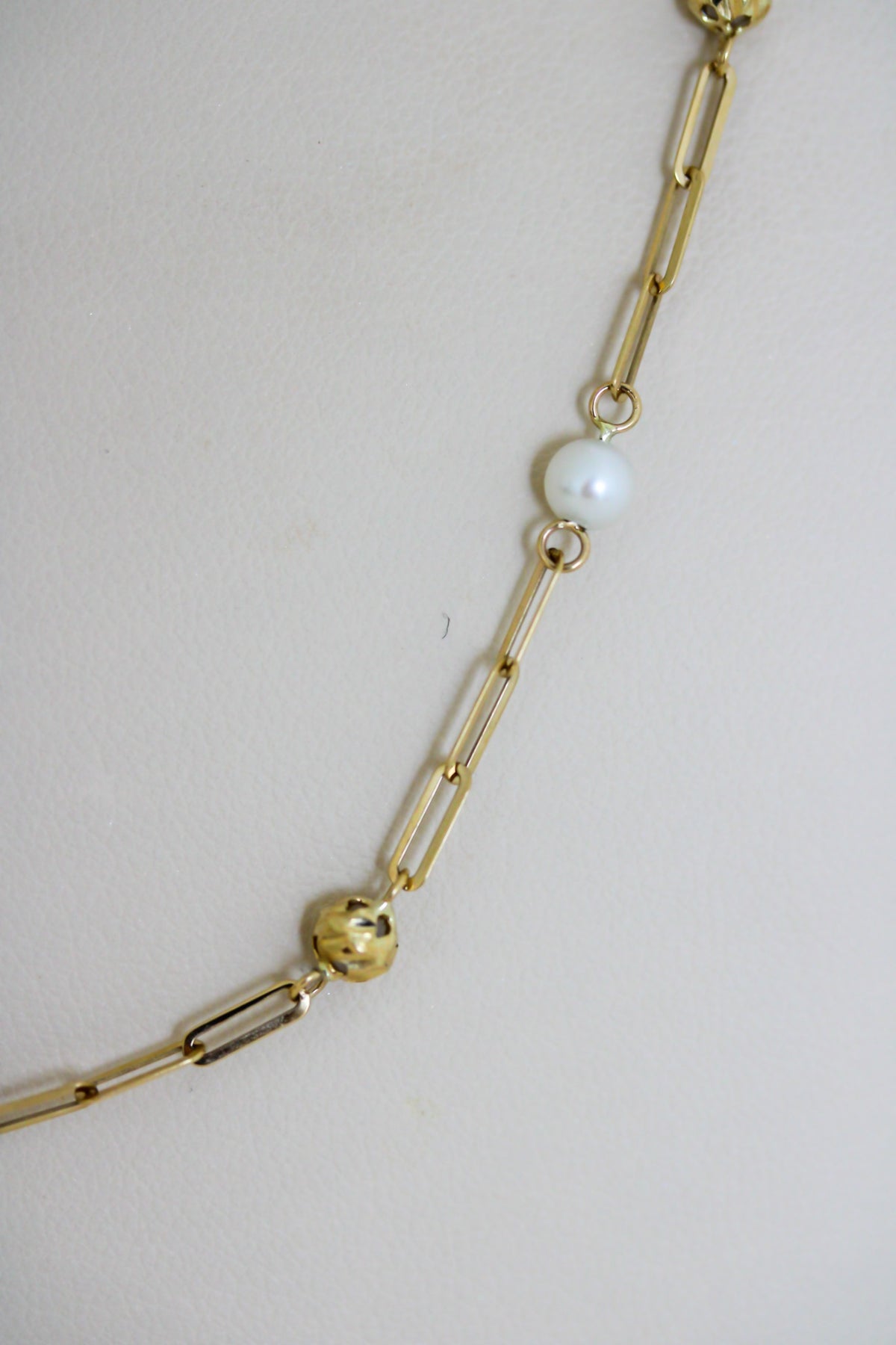 "Pearl Paper Clip" Set - 14k Gold