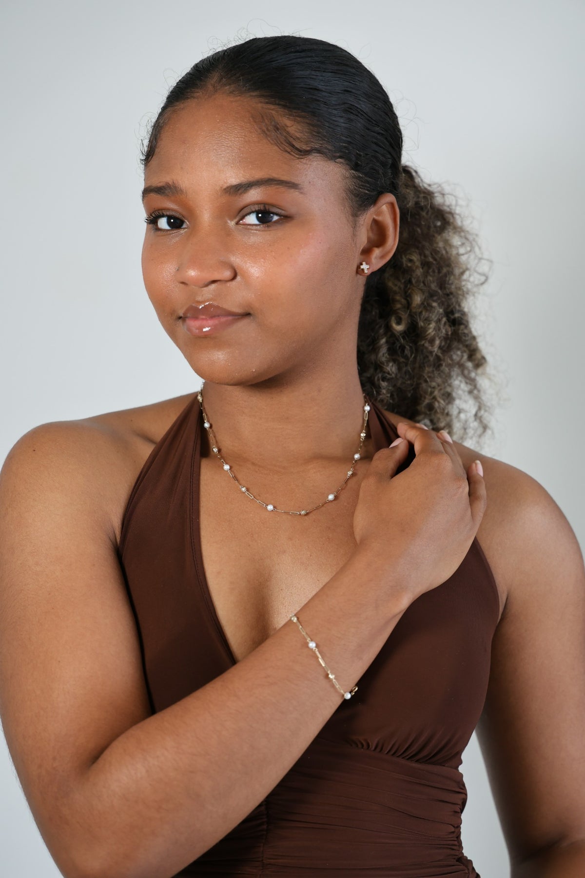 "Pearl Paper Clip" Set - 14k Gold