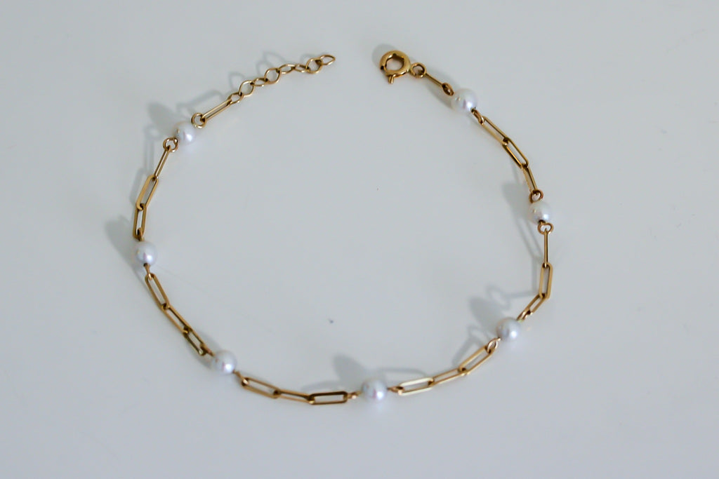 "Paperclip Pearl" Jewelry Set - 14K Gold
