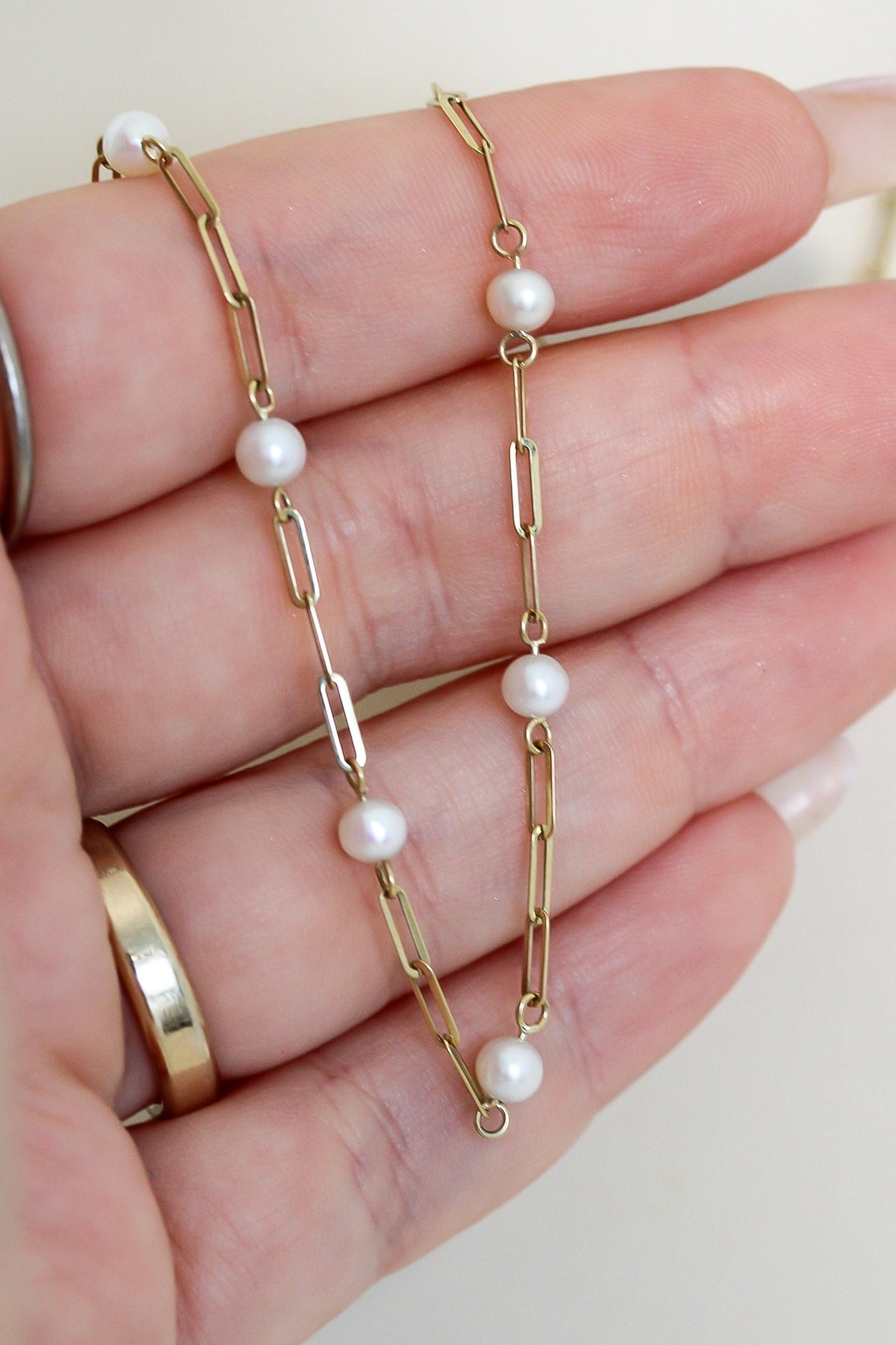 "Paperclip Pearl" Jewelry Set - 14K Gold