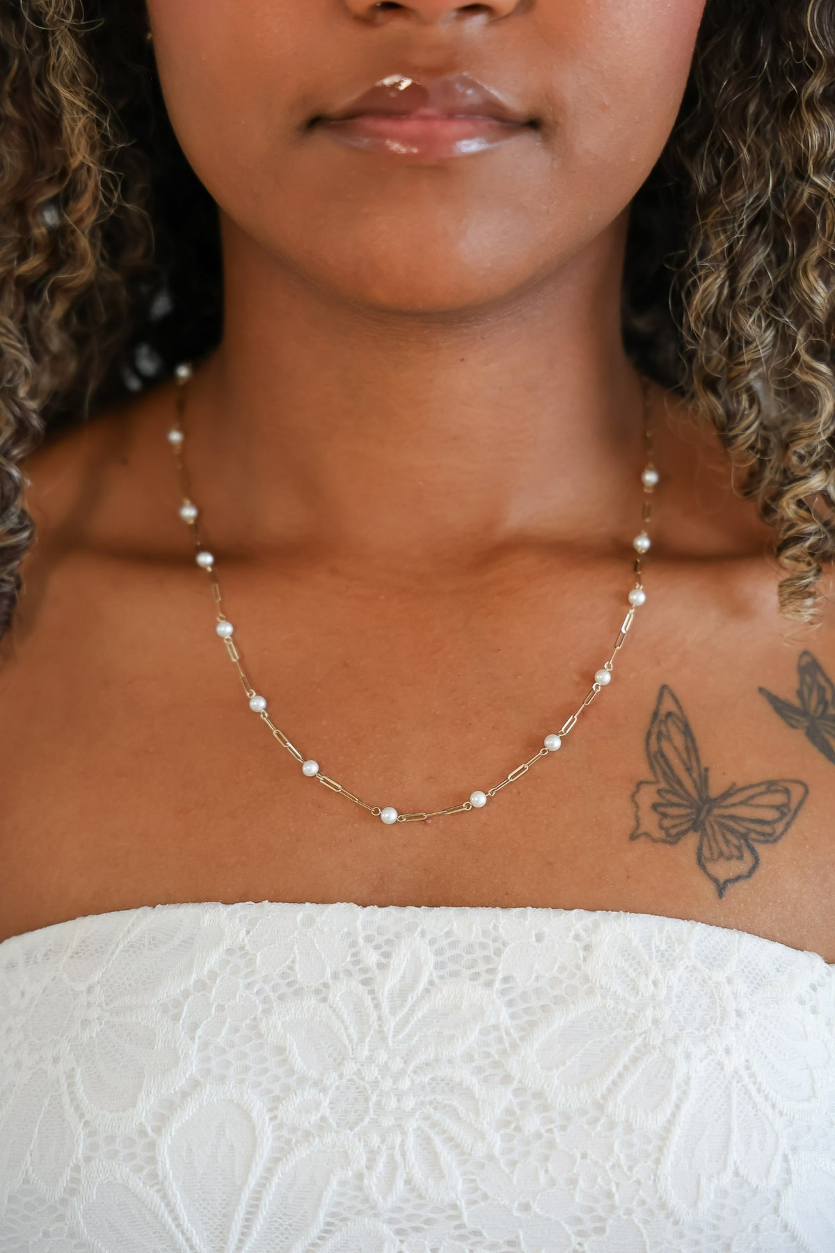 "Paperclip Pearl" Jewelry Set - 14K Gold