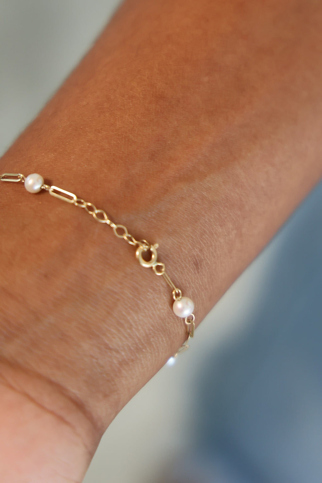 "Paperclip Pearl" Jewelry Set - 14K Gold
