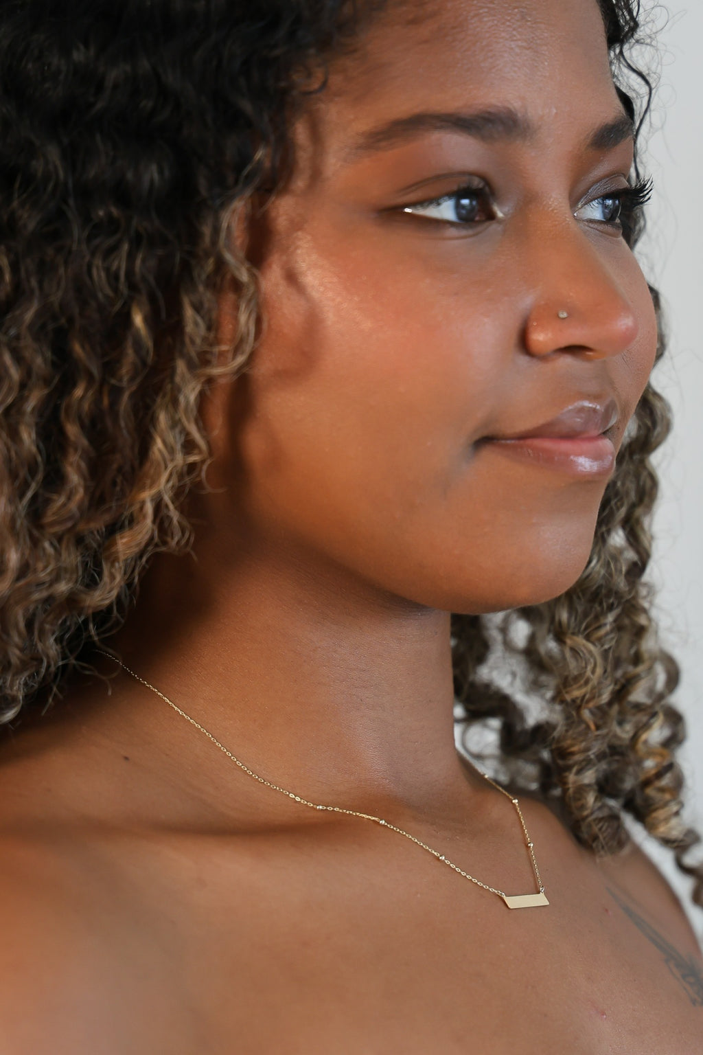 "Name Plate" Necklace & Bracelet Set - 14K Solid Gold