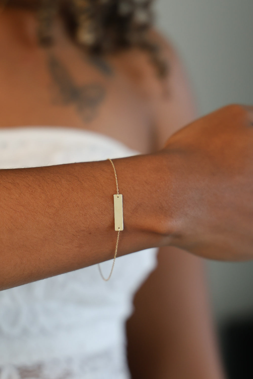 "Name Plate" Necklace & Bracelet Set - 14K Solid Gold