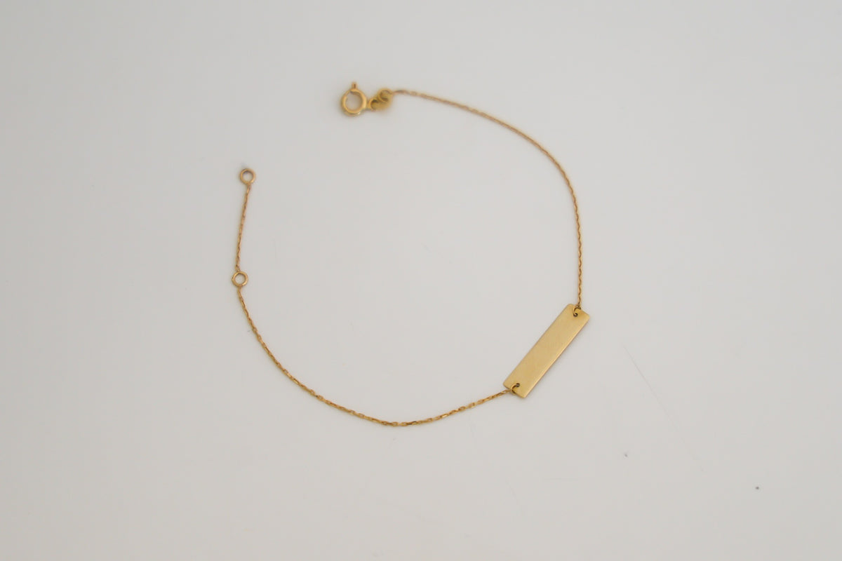 "Name Plate" Necklace & Bracelet Set - 14K Solid Gold