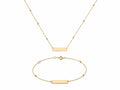 "Name Plate" Necklace & Bracelet Set - 14K Solid Gold