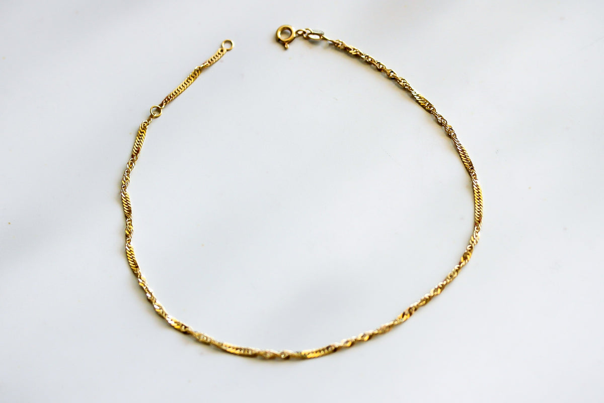 "Twisted Link" Anklet - 10k Gold