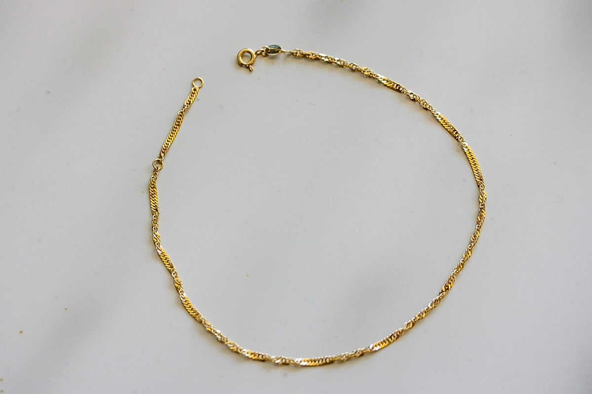 "Twisted Link" Anklet - 10k Gold