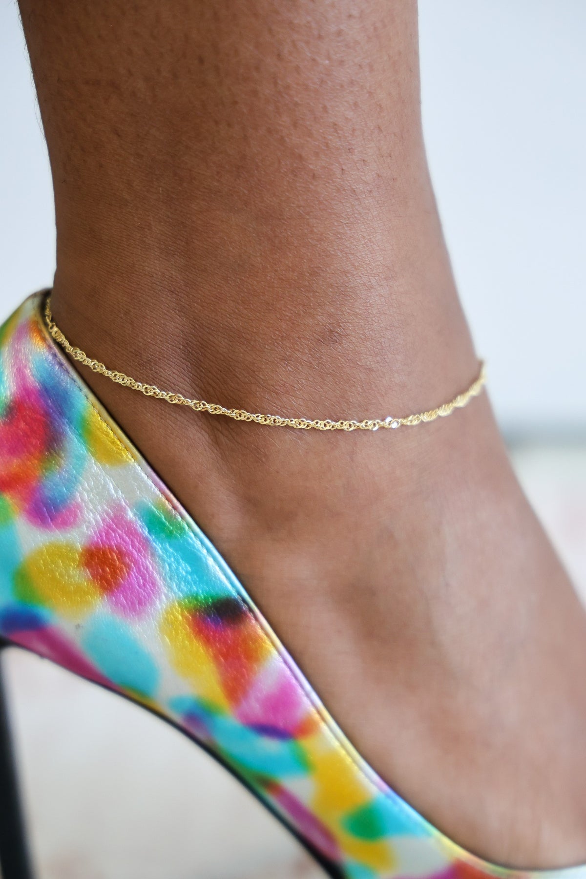 "Twisted Link" Anklet - 10k Gold