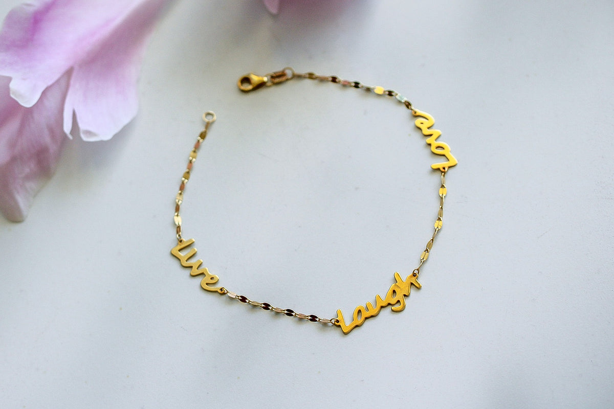 "Live Laugh Love" Bracelet - 10k Gold