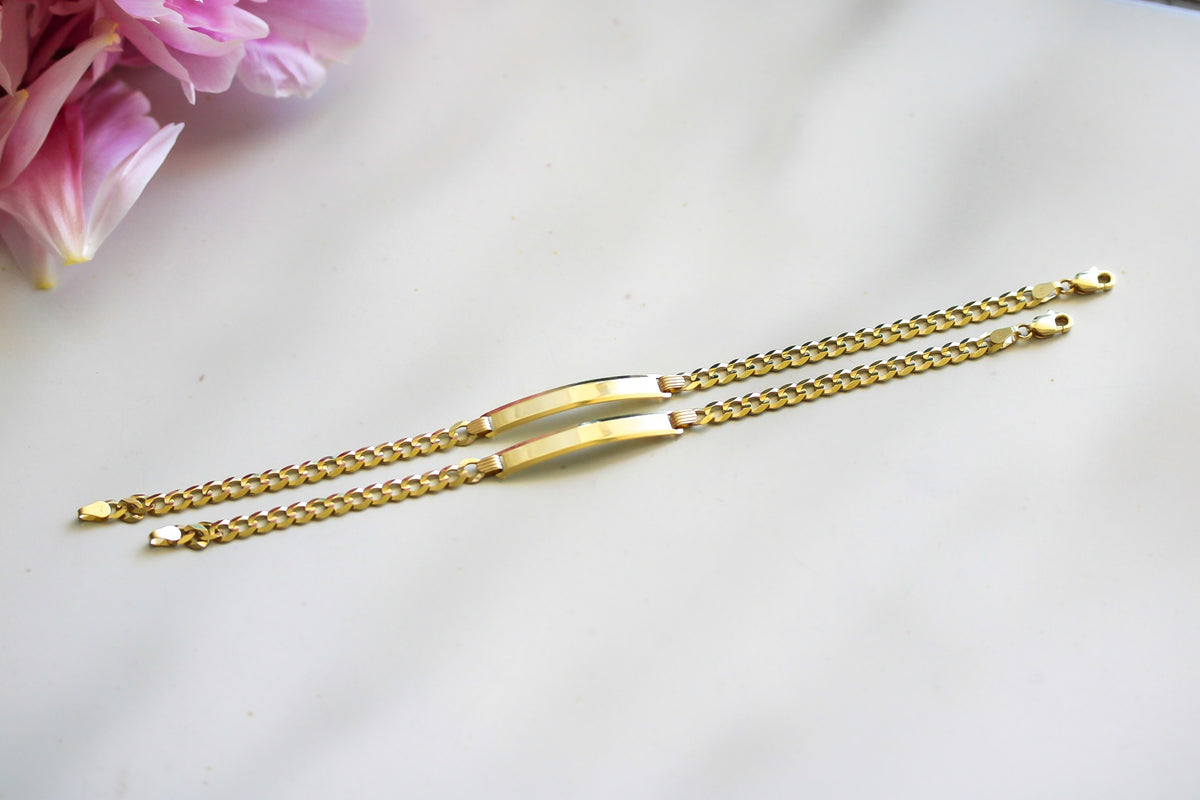 "Cuban Link Name Tag" Bracelet - 10k Yellow Gold