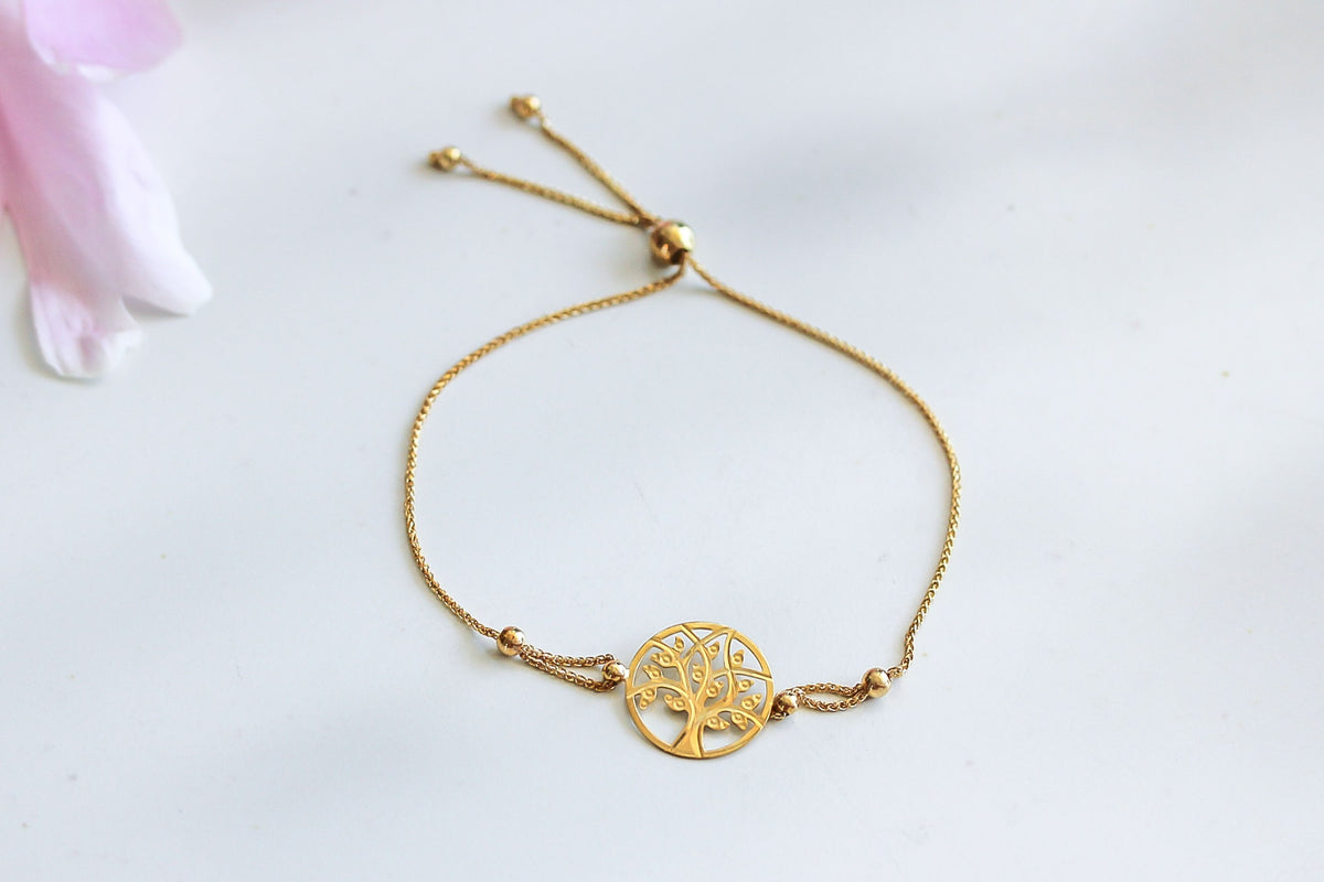 "Tree Circle" Bracelet - 10K Yellow Gold